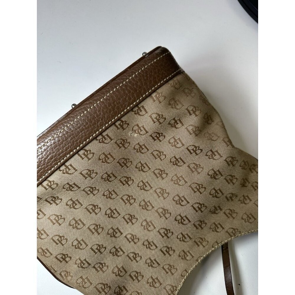 DOONEY & BOURKE Brown Tan Canvas Leather Trim Shoulder Bag Purse - Picture 10 of 10